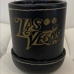 Vintage Black Leather Las Vegas Dice Cup (No Top)